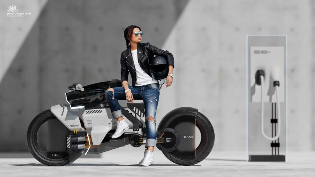 Le concepteur envisage l'Athena, une moto électrique qui change de forme