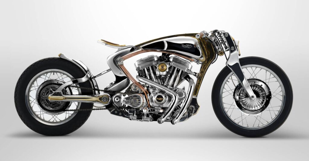 Kinetic Art : un tracker de planches fabriqué à la main avec un moteur Harley Sportster