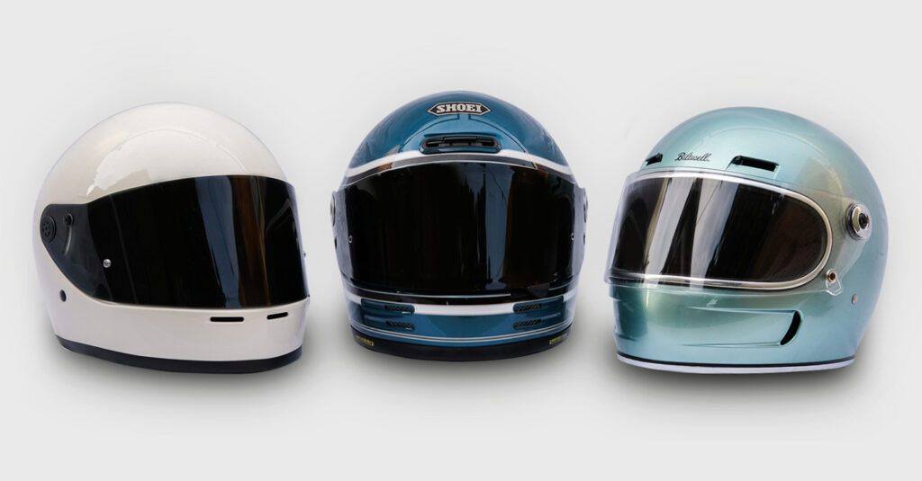 Testé sur route : casques intégraux rétro de DMD, Shoei et Biltwell