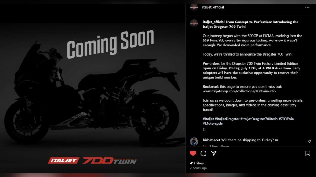 Les gars, les maniaques d'Italjet fabriquent un scooter dragster de 700 cc