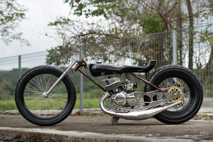 Moto de dragster bimoteur Yamaha RXZ 125 de FNG Works