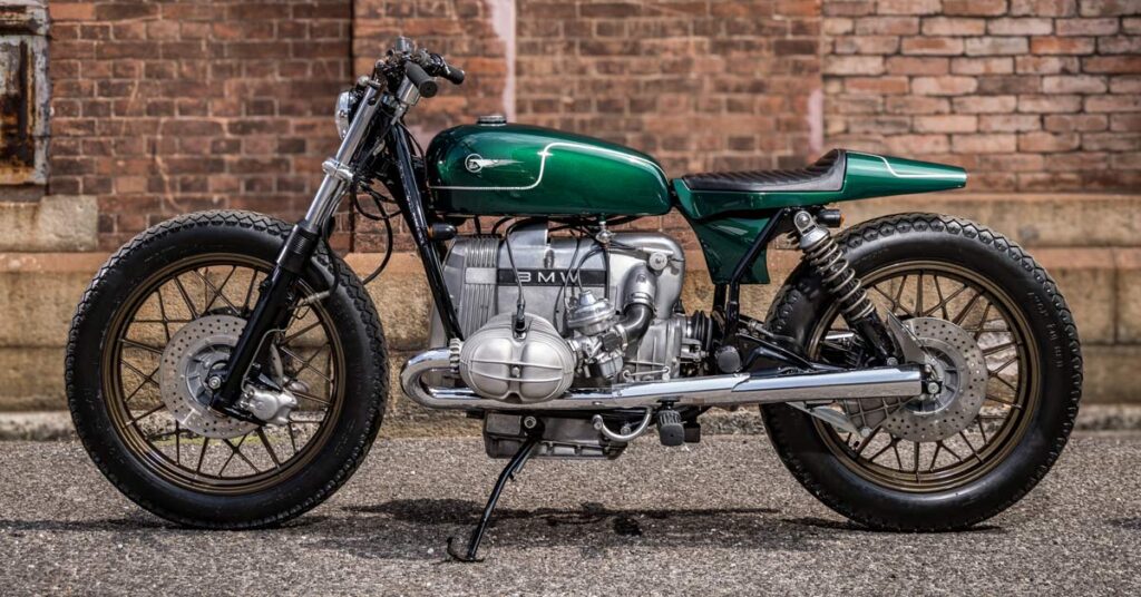 Si frais, si vert : une BMW R100 street tracker luxuriante par Heiwa