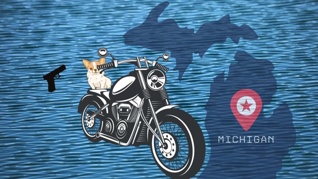 La police arrête un motard dans le Michigan, puis découvre une arme et un petit chien