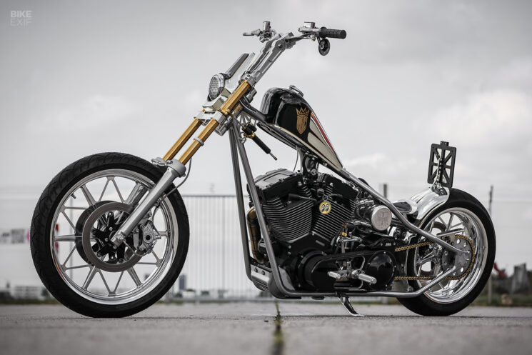 Chopper performant avec cadre West Coast Choppers CFL et moteur S&S Cycle, par MB Cycles