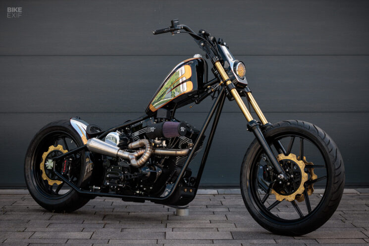 Chopper performant avec cadre West Coast Choppers CFL et moteur S&S Cycle, par MB Cycles