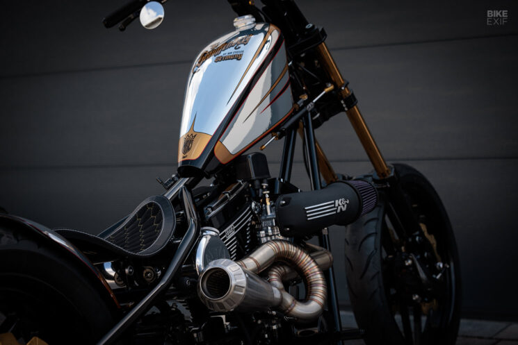Chopper performant avec cadre West Coast Choppers CFL et moteur S&S Cycle, par MB Cycles